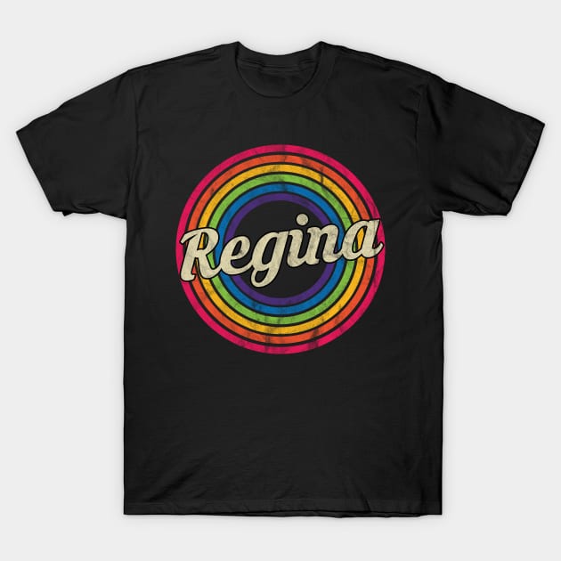 Regina - Retro Rainbow Faded-Style T-Shirt by MaydenArt